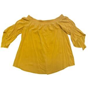Express Off The Shoulder Blouse Top Women’s Sz M Mustard Yellow NWT Smocked Boho